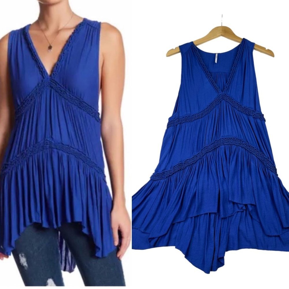 Free‎ People "Purple Haze Tunic" sz Small Blue